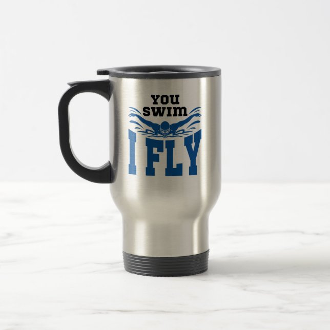 Schmetterling schwimmen Sie schwimmen I Fly Reisebecher (Links)