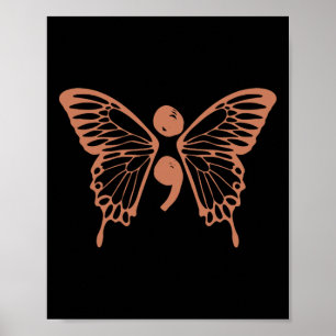 Schmetterling Semicolon 988 Suizidprävention Aware Poster