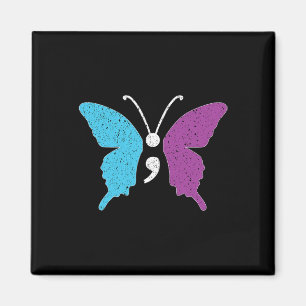 Schmetterling Semicolon Lila und Aquamariner Selbs Magnet