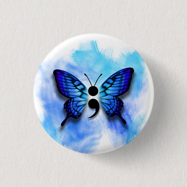 Schmetterling-Semikolon Button (Vorderseite)