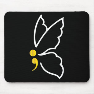 Schmetterling Semikolon-Shirt Mai Psychische Gesun Mousepad