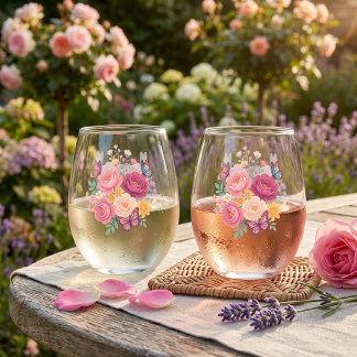 Schmetterling-Set mit Blumenmotiv, 2 Stück Weinglas Ohne Stiel