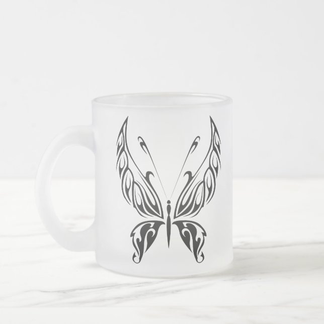 Schmetterling-Silhouette-Tasse Mattglastasse (Links)