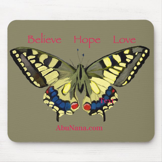 Schmetterling & Simple Glaube, Hoffnung, Liebe Mousepad (Vorne)