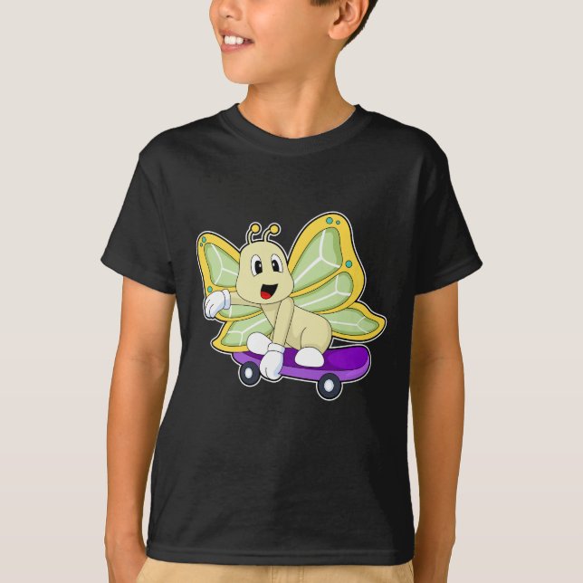 Schmetterling-Skater-Skateboard T-Shirt (Vorderseite)