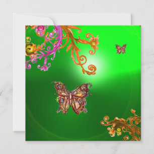 SCHMETTERLING SMARAGDGRÜN, hellrosa gelb braun Einladung