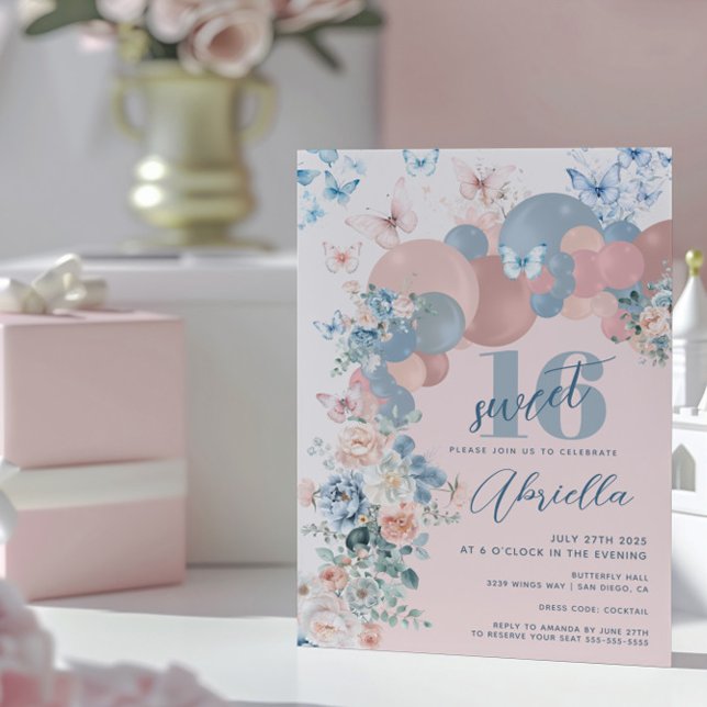 Schmetterling Sweet 16 Geburtstag Einladung (Von Creator hochgeladen)