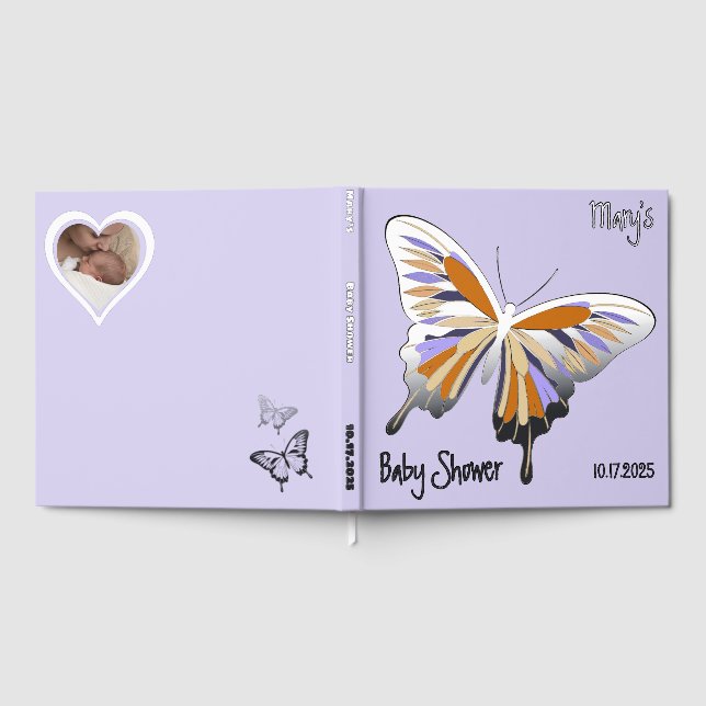 Schmetterling Sweet Palette Baby Dusche Silberfoli Gästebuch (Voll)