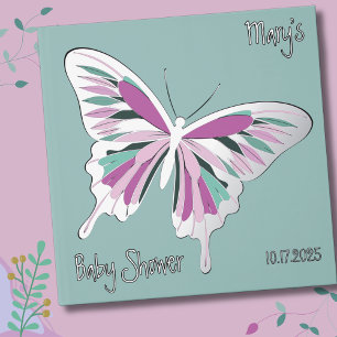 Schmetterling Sweet Palette Baby Dusche Silberfoli Gästebuch