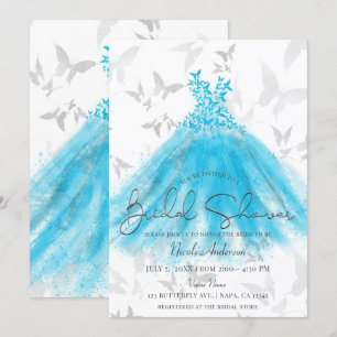 Schmetterling Tanz Aqua Blau Kleid Brautparty Einladung