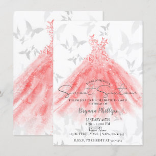 Schmetterling Tanz Korallen Orange Kleid Sweet 16  Einladung