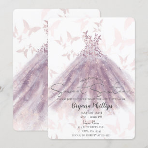 Schmetterling Tanz Rosa Glitzer Kleid Süße 16 Part Einladung