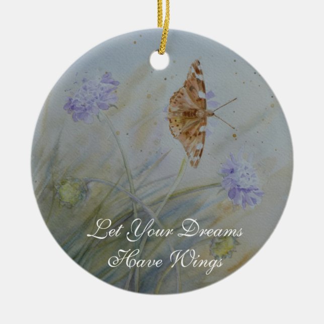 Schmetterling träumt Keramik-Wand-Plakette Keramikornament (Vorne)