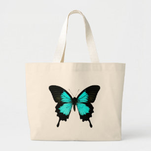 Schmetterling - Türkisblau und Schwarz Jumbo Stoffbeutel