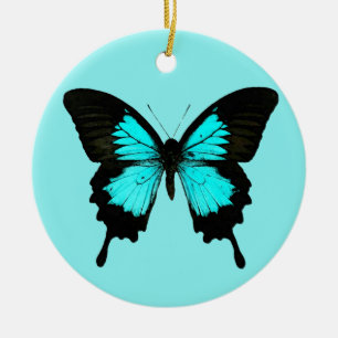 Schmetterling - Türkisblau und -SCHWARZES Keramikornament