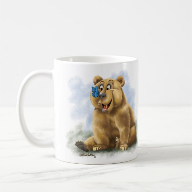 Schmetterling und Bär Cartoon Kaffeetasse (Links)