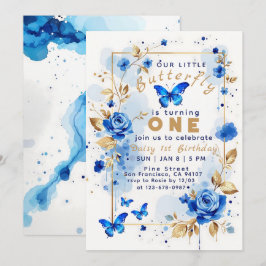 Schmetterling und blaue Rose Blumengebirge - Moder Einladung