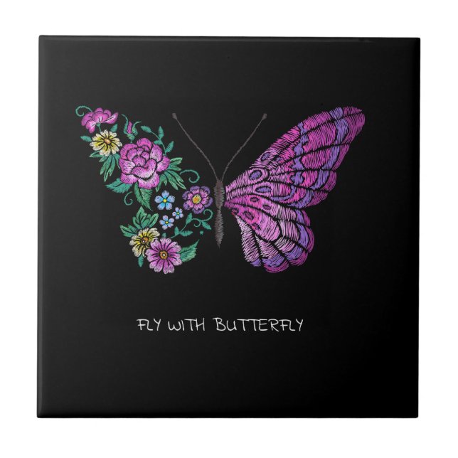 Schmetterling und Blume Fliese (Vorderseite)