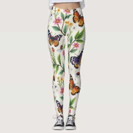 Schmetterling und Blume Nahtloses Muster Leggings