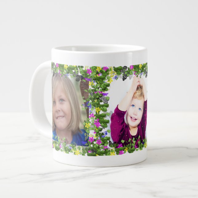Schmetterling und Blume Rahmen für drei Jumbo-Tasse (Vorderseite Links)