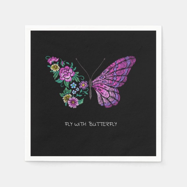 Schmetterling und Blume Serviette (Vorderseite)