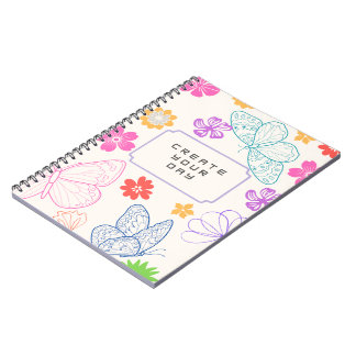 Schmetterling- und Blumen-Motivationsjournal Notizblock