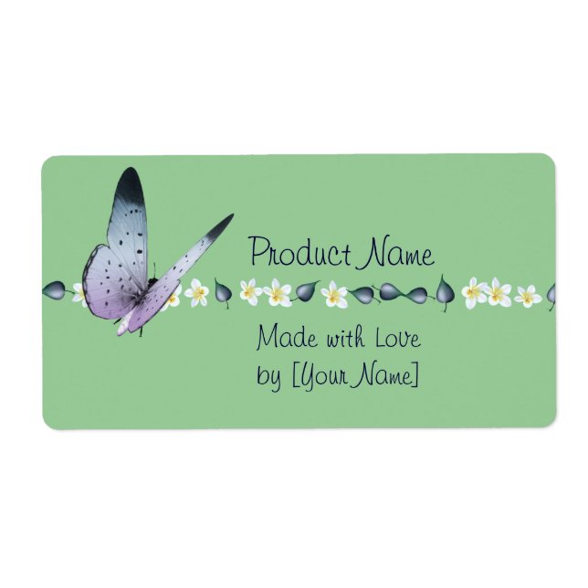 Schmetterling- und Blumen-Produktlabel (Vorne)