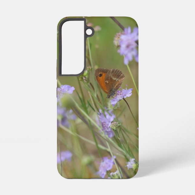 Schmetterling und Blumen Samsung Galaxy Hülle (Rückseite)