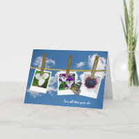 Schmetterling und BlumenFotos auf Clothesline