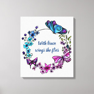Schmetterling und BlumenWreath und -zitat Leinwanddruck