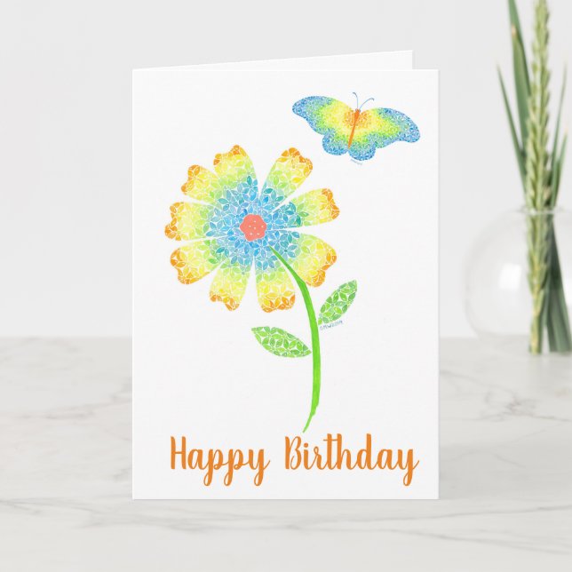 Schmetterling und Daisy Grußkarte Dankeskarte (Vorderseite)