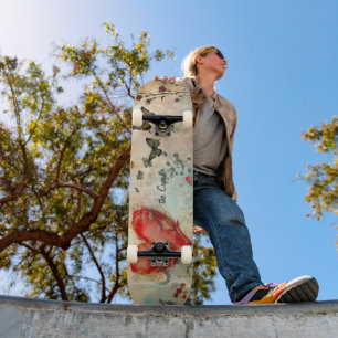 Schmetterling und ein rotes Herz Skateboard
