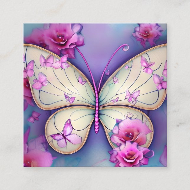 Schmetterling und Garten Quadratische Visitenkarte (Vorderseite)