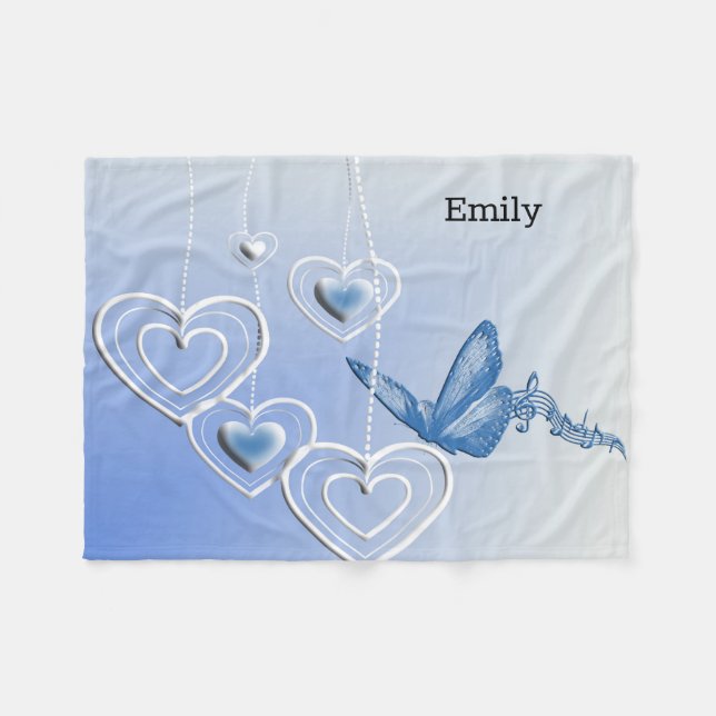 Schmetterling und Herz Fleecedecke (Vorderseite (Horizontal))