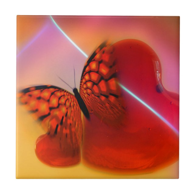 Schmetterling und Herz Fliese (Vorderseite)
