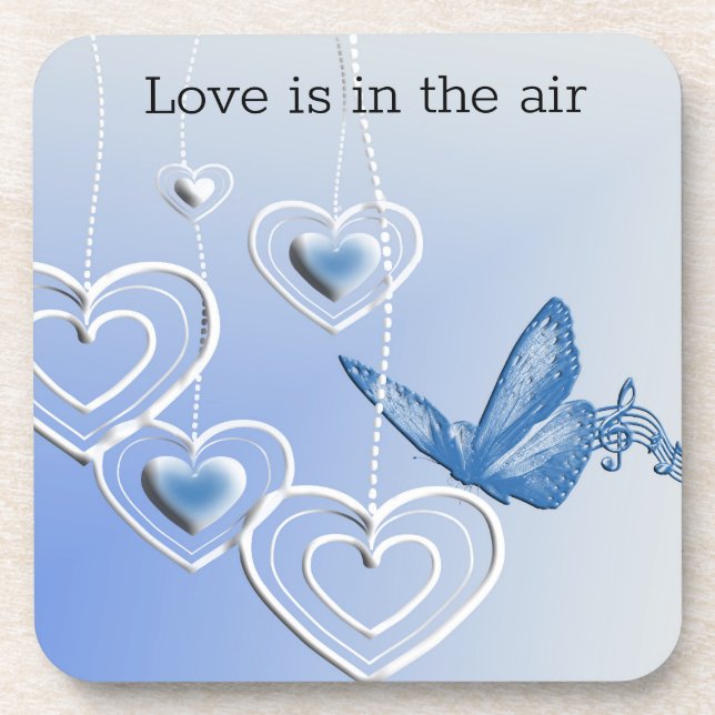 Schmetterling und Herz Getränkeuntersetzer (Vorderseite)