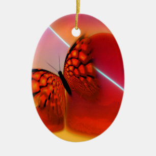 Schmetterling und Herz Keramik Ornament