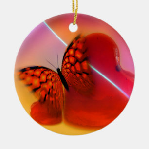 Schmetterling und Herz Keramikornament