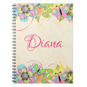 Schmetterling und Knopf Blumen Personalisiertes No Notizblock