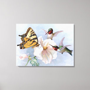 Schmetterling und Kolibris Leinwanddruck