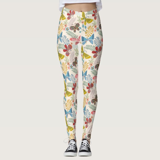 Schmetterling und Leaf-Muster Leggings (Vorderseite)