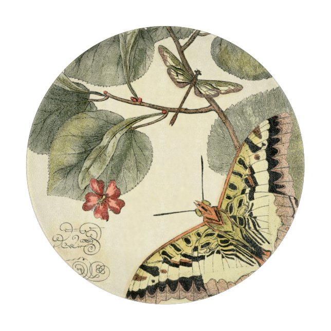 Schmetterling und Libelle mit roten Blume Schneidebrett (Vorderseite)