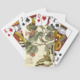 Schmetterling und Libelle mit roten Blume Spielkarten