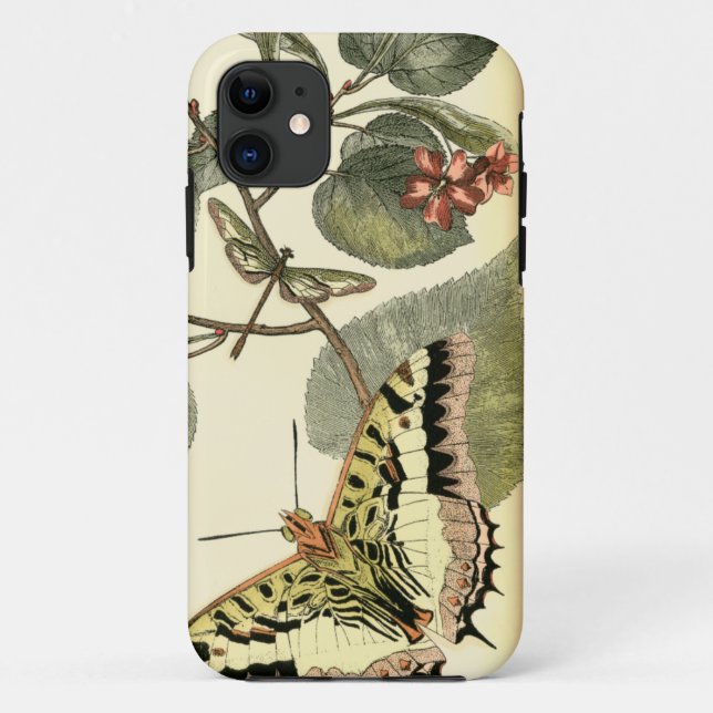 Schmetterling und Libelle mit roten Blumen Case-Mate iPhone Hülle (Rückseite)