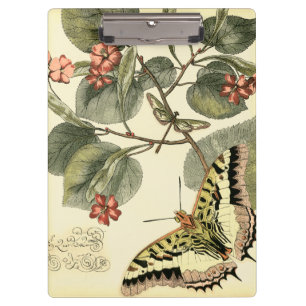 Schmetterling und Libelle mit roten Blumen Klemmbrett
