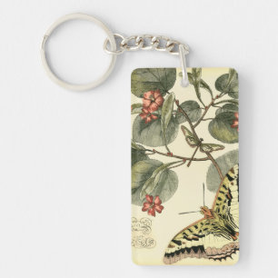 Schmetterling und Libelle mit roten Blumen Schlüsselanhänger