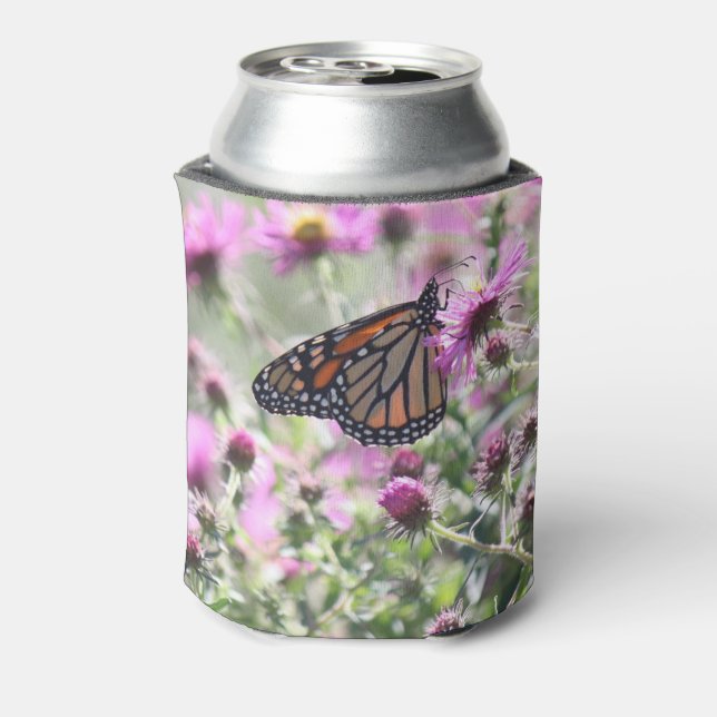 Schmetterling und Lila Blume Dosenkühler (Kanne Rückseite)