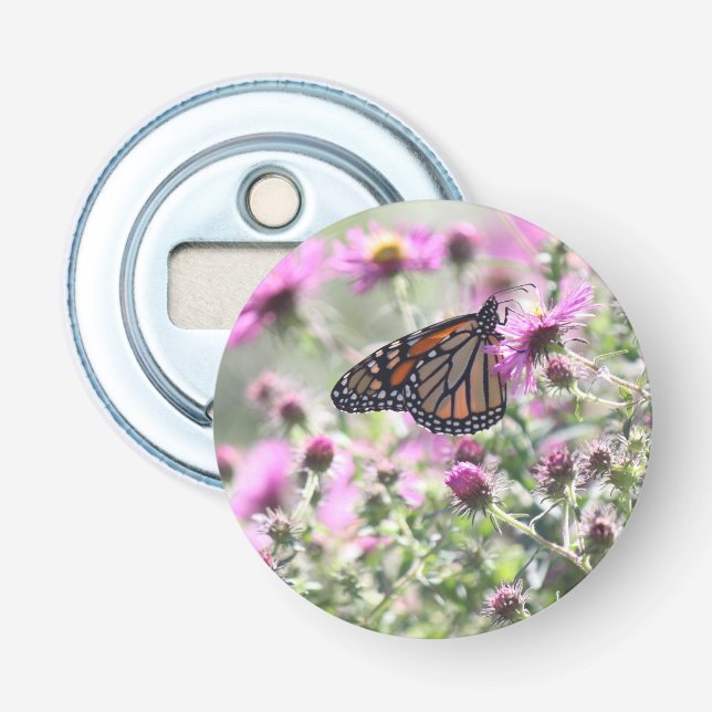 Schmetterling und Lila Blume Flaschenöffner (Vorderseite)