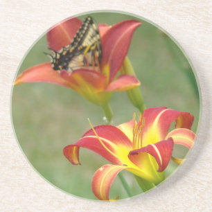 Schmetterling und Lilie Getränkeuntersetzer