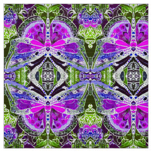 Schmetterling und Medallion Batik Muster in Violet Stoff